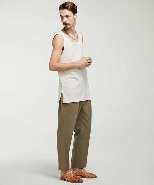 LIDNM（リドム）の「LAYERED TANK TOP（タンクトップ・メンズ・ベージュ系・MEDIUM/LARGE）」の5枚目の写真