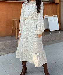 DHOLIC | ウエストゴム花柄ワンピース(ワンピース)