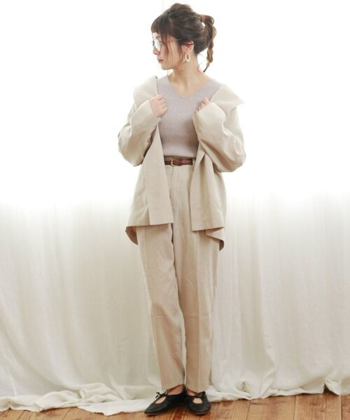 Crisp（クリスプ）の「モイストマニッシュパンツ[c2k2683]（その他パンツ・レディース・グレー/アイボリー・FREE）」の3枚目の写真