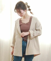 Crisp | モイストノーカラージャケット[c8k2602](テーラードジャケット)