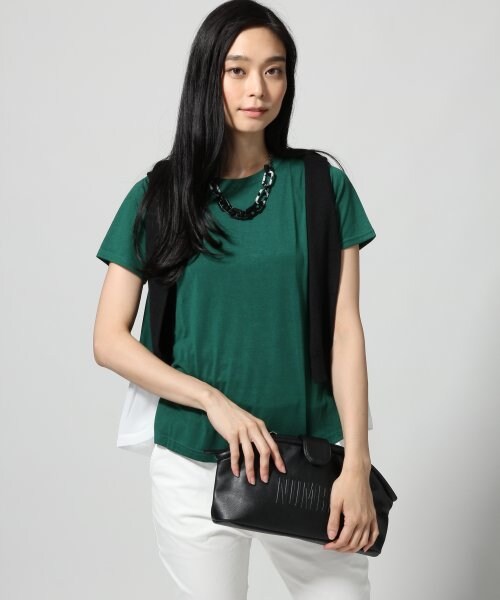 LEPSIM（レプシィム）の「【秋物新作】ラウンド２ＷＡＹクラッチ（バッグ・レディース・ホワイト（カタオシ）/ブラック（ロゴ）/ヒョウガラ・ONE SIZE）」の2枚目の写真