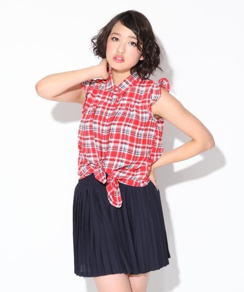 repipi armario（レピピ アルマリオ）の「シフォンプリーツキュロット（スカート・レディース・レッド/グリーン/ネイビー・ＸＳ/Ｍ）」の3枚目の写真