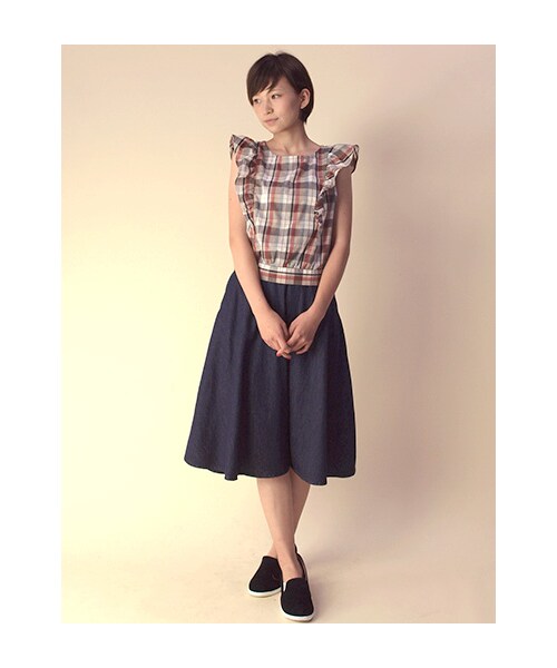 w closet（ダブルクローゼット）の「マドラスチェック肩フリル切替後ろあきトップス（トップス・レディース・レッドチェック/ブルーチェック・FREE）」の10枚目の写真