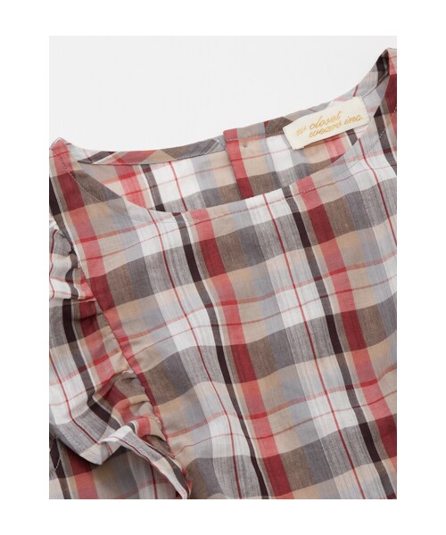 w closet（ダブルクローゼット）の「マドラスチェック肩フリル切替後ろあきトップス（トップス・レディース・レッドチェック/ブルーチェック・FREE）」の6枚目の写真