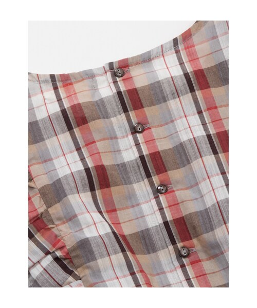 w closet（ダブルクローゼット）の「マドラスチェック肩フリル切替後ろあきトップス（トップス・レディース・レッドチェック/ブルーチェック・FREE）」の8枚目の写真