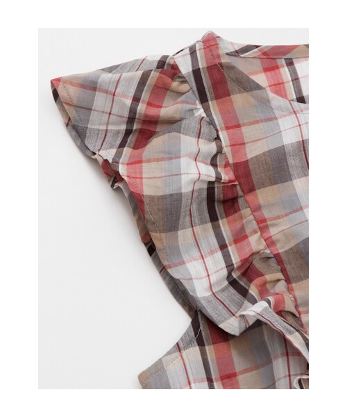 w closet（ダブルクローゼット）の「マドラスチェック肩フリル切替後ろあきトップス（トップス・レディース・レッドチェック/ブルーチェック・FREE）」の7枚目の写真