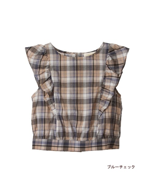 w closet（ダブルクローゼット）の「マドラスチェック肩フリル切替後ろあきトップス（トップス・レディース・レッドチェック/ブルーチェック・FREE）」の3枚目の写真