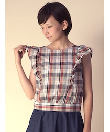w closet | マドラスチェック肩フリル切替後ろあきトップス(トップス)