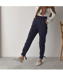 Lavish Gate | bottoms-02053　裾絞りベルト付き　ワンタック テーパードラフパンツ　 ライトブルーグレー　ネイビー(その他パンツ)