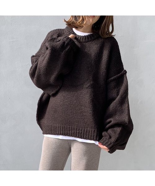 no brand(ノーブランド)の「オーバーサイズクルーネックニットプルオーバー(ニット/セーター・レディース・その他)」の10枚目の写真