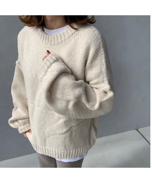 no brand(ノーブランド)の「オーバーサイズクルーネックニットプルオーバー(ニット/セーター・レディース・その他)」の1枚目の写真