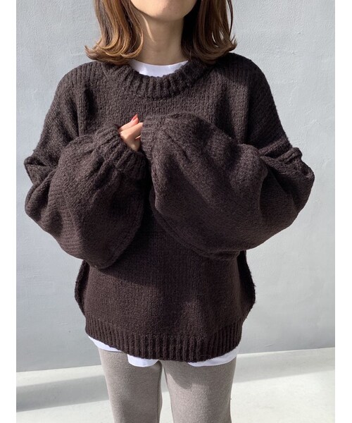 no brand(ノーブランド)の「オーバーサイズクルーネックニットプルオーバー(ニット/セーター・レディース・その他)」の2枚目の写真