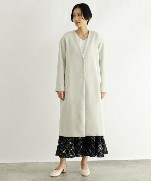 OZOC（オゾック）の「スエード調ノーカラーロングジャケット（ジャケット/アウター・レディース・ナチュラル(050)/ピンク(070)/カーキ(027)・38(M)）」の21枚目の写真