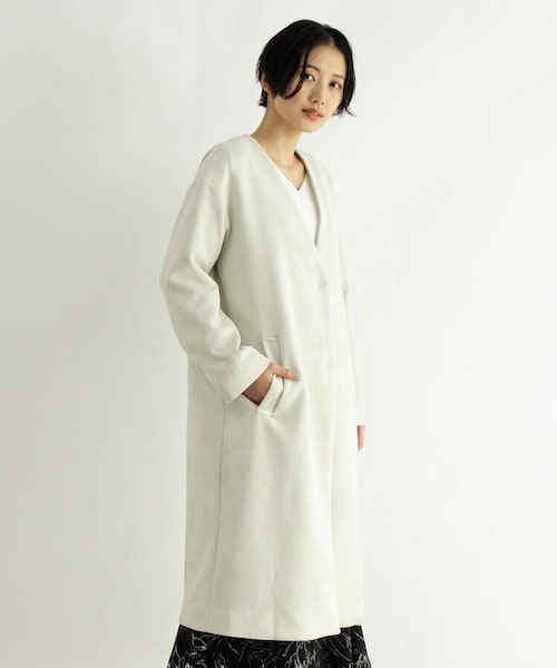 OZOC（オゾック）の「スエード調ノーカラーロングジャケット（ジャケット/アウター・レディース・ナチュラル(050)/ピンク(070)/カーキ(027)・38(M)）」の20枚目の写真