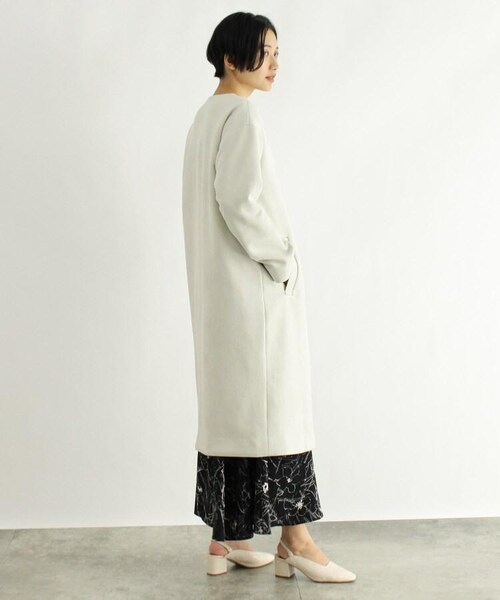 OZOC（オゾック）の「スエード調ノーカラーロングジャケット（ジャケット/アウター・レディース・ナチュラル(050)/ピンク(070)/カーキ(027)・38(M)）」の8枚目の写真