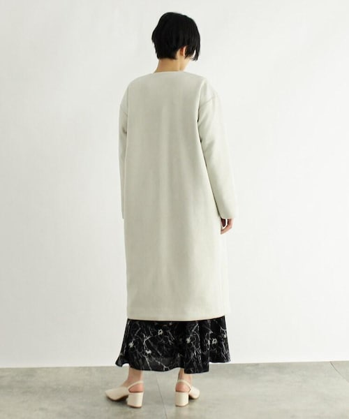 OZOC（オゾック）の「スエード調ノーカラーロングジャケット（ジャケット/アウター・レディース・ナチュラル(050)/ピンク(070)/カーキ(027)・38(M)）」の10枚目の写真