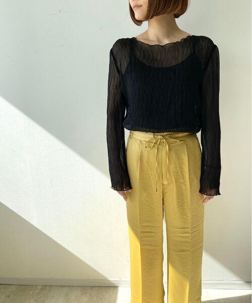 OZOC（オゾック）の「[洗える]シアーブラウス（トップス・レディース・アイボリー(004)/ピンク(070)/ブラック(019)・38(M)）」の3枚目の写真