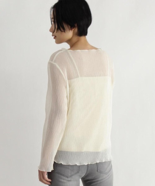 OZOC（オゾック）の「[洗える]シアーブラウス（トップス・レディース・アイボリー(004)/ピンク(070)/ブラック(019)・38(M)）」の8枚目の写真