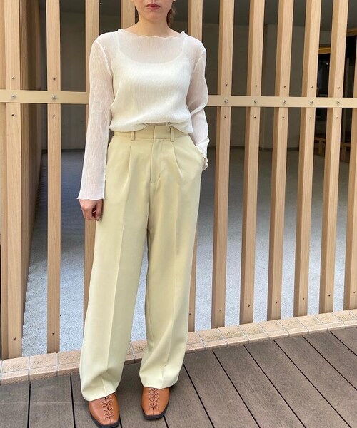 OZOC（オゾック）の「[洗える]シアーブラウス（トップス・レディース・アイボリー(004)/ピンク(070)/ブラック(019)・38(M)）」の5枚目の写真