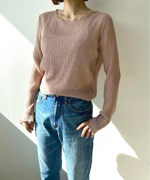 OZOC（オゾック）の「[洗える]シアーブラウス（トップス・レディース・アイボリー(004)/ピンク(070)/ブラック(019)・38(M)）」の2枚目の写真