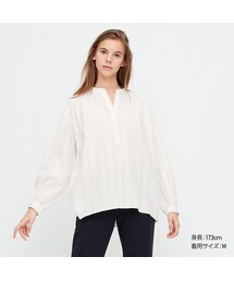 UNIQLO | コットンドビーギャザーブラウス（長袖）(シャツ/ブラウス)