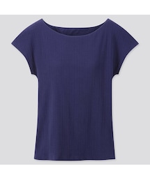 UNIQLO | リブボートネックフレンチスリーブブラT(ブラジャー)