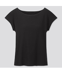 UNIQLO | リブボートネックフレンチスリーブブラT(ブラジャー)