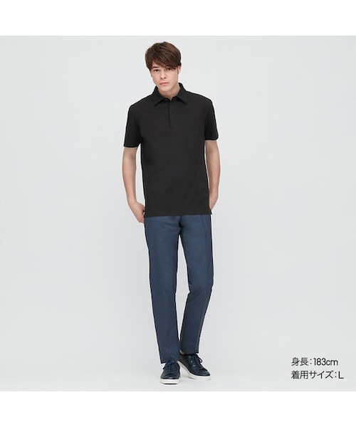 UNIQLO（ユニクロ）の「エアリズムジャージーポロシャツ（半袖）（ポロシャツ・メンズ・OLIVE 56/BLACK 09/WHITE 00/NAVY 69・S/XL/3XL/M/4XL/L/XS/XXL）」の3枚目の写真