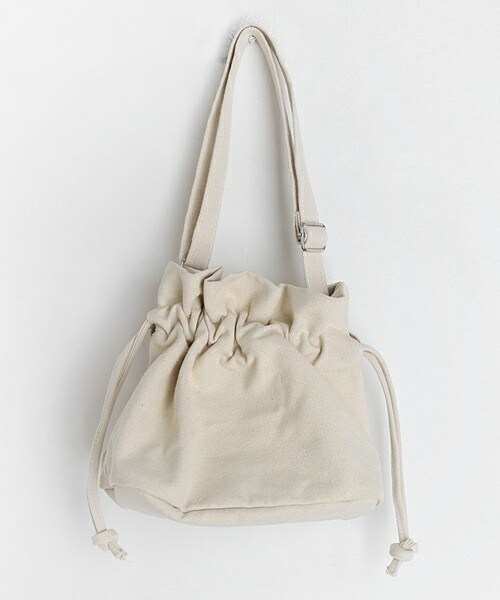 DHOLIC（ディーホリック）の「コットン巾着ショルダーバッグ（ショルダーバッグ・レディース・ブラウン/ブラック/ホワイト・FREE）」の2枚目の写真