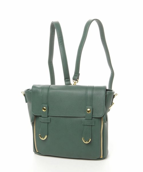Heather（ヘザー）の「ダブルＺＩＰフラップリュック（バッグ・レディース・オフホワイト/ブラック/グリーン・ONE SIZE）」の3枚目の写真