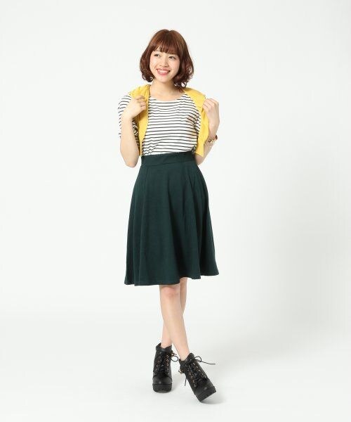 Heather（ヘザー）の「カラーフレアミディスカート（スカート・レディース・ブラック/レッド/グリーン/ボーダー・Ｆ）」の9枚目の写真