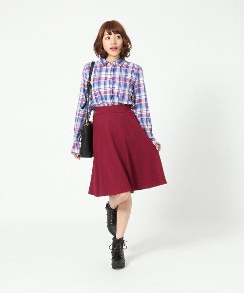 Heather（ヘザー）の「カラーフレアミディスカート（スカート・レディース・ブラック/レッド/グリーン/ボーダー・Ｆ）」の8枚目の写真