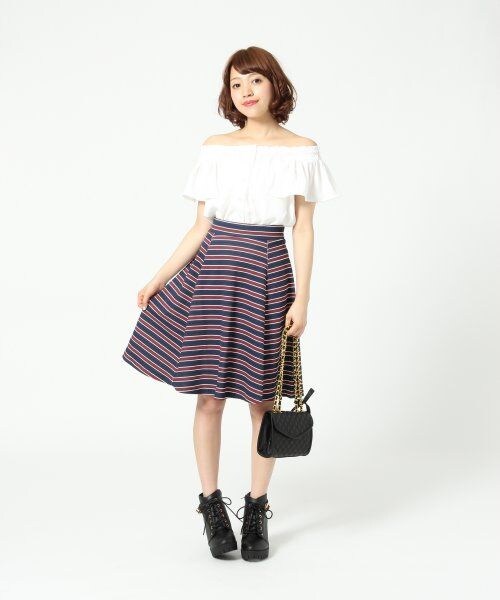 Heather（ヘザー）の「カラーフレアミディスカート（スカート・レディース・ブラック/レッド/グリーン/ボーダー・Ｆ）」の10枚目の写真