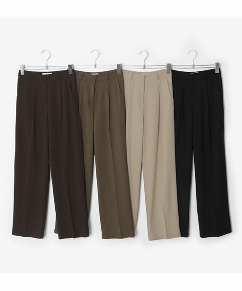 DHOLIC STYLE（ディーホリックスタイル）の「[laurenhi] ピンタックワイドスラックス（スラックス・レディース・グリーン/ブラウン/ブラック/ベージュ・FREE）」の2枚目の写真