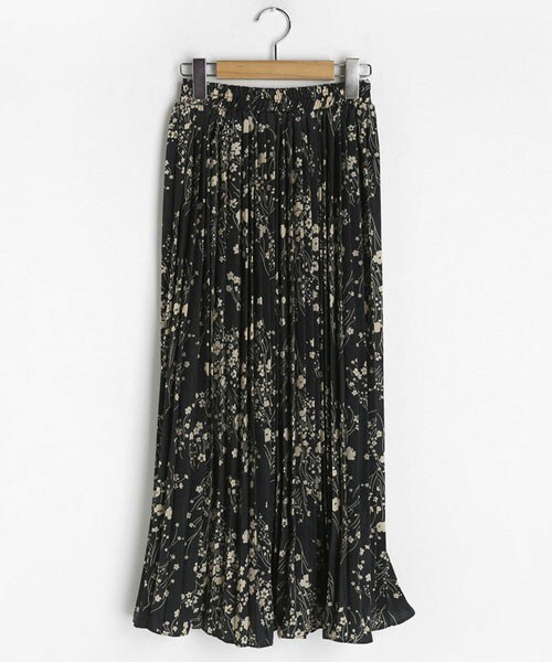 DHOLIC（ディーホリック）の「プリーツフローラルスカート（スカート・レディース・ベージュ/ブラック・FREE）」の2枚目の写真