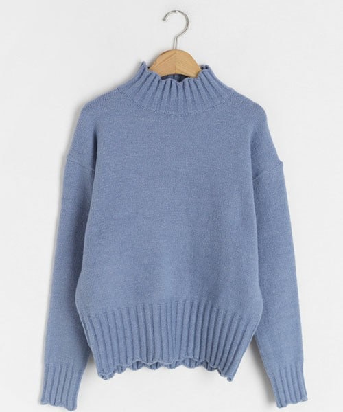 DHOLIC（ディーホリック）の「スカラップハイネックニット（ニット/セーター・レディース・ホワイト/ピンク/グリーン/ブルー/ベージュ/ブラウン・FREE）」の5枚目の写真