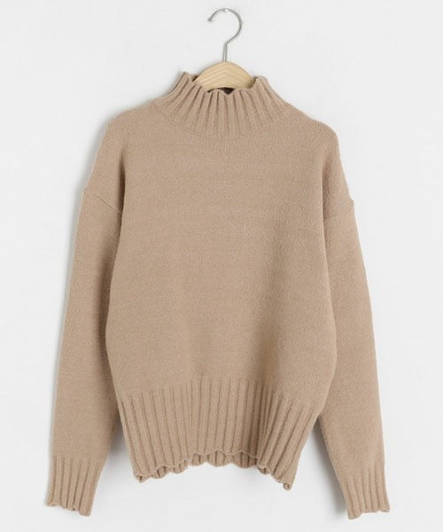 DHOLIC（ディーホリック）の「スカラップハイネックニット（ニット/セーター・レディース・ホワイト/ピンク/グリーン/ブルー/ベージュ/ブラウン・FREE）」の3枚目の写真