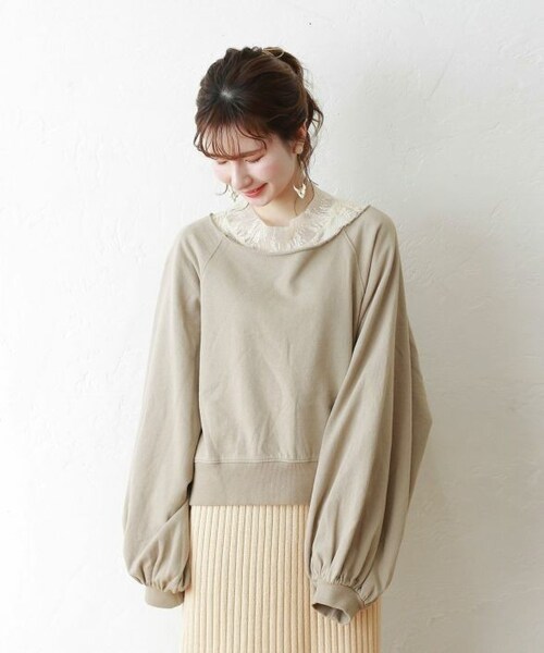 Crisp（クリスプ）の「カットオフショートスウェット[c1k2646]（スウェット・レディース・アイボリー/カーキ/レッド・FREE）」の2枚目の写真