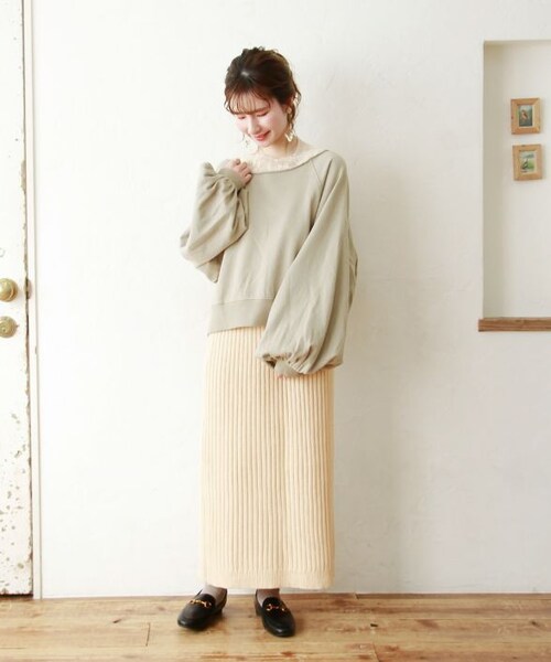 Crisp（クリスプ）の「カットオフショートスウェット[c1k2646]（スウェット・レディース・アイボリー/カーキ/レッド・FREE）」の5枚目の写真