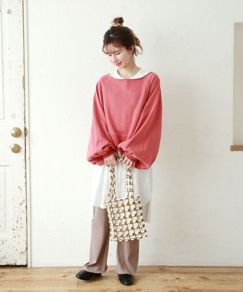 Crisp（クリスプ）の「カットオフショートスウェット[c1k2646]（スウェット・レディース・アイボリー/カーキ/レッド・FREE）」の6枚目の写真