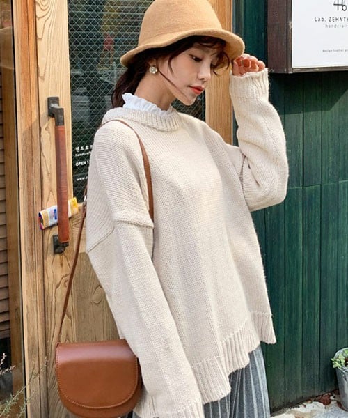 DHOLIC(ディーホリック)の「オーバーサイズニット(ニット/セーター・レディース・ホワイト/グリーン/ピンク/ブラウン・FREE)」の1枚目の写真