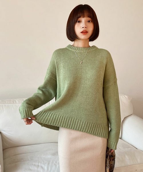 DHOLIC(ディーホリック)の「オーバーサイズニット(ニット/セーター・レディース・ホワイト/グリーン/ピンク/ブラウン・FREE)」の3枚目の写真