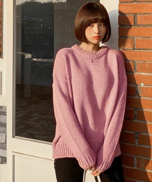 DHOLIC(ディーホリック)の「オーバーサイズニット(ニット/セーター・レディース・ホワイト/グリーン/ピンク/ブラウン・FREE)」の4枚目の写真