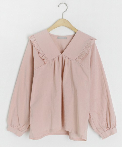 DHOLIC(ディーホリック)の「フリルVネックブラウス(シャツ/ブラウス・レディース・ホワイト/ブラック/ピンク/イエロー・FREE)」の4枚目の写真