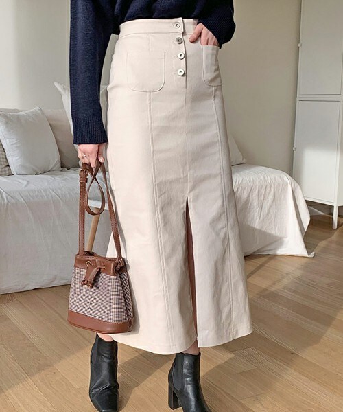 DHOLIC（ディーホリック）の「ボタンマーメイドスカート（スカート・レディース・グリーン/ホワイト/ブルー・S/M）」の2枚目の写真