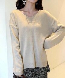 DHOLIC | アンバランスヘムVネック二ット(ニット/セーター)