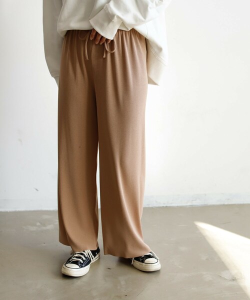 Auntie Rosa Holiday（アンティローザホリデー）の「リブカットリラックスパンツ（その他パンツ・レディース・ブラック/グレー/ブラウン/ベージュ/ホワイト/グリーン・FREE）」の5枚目の写真