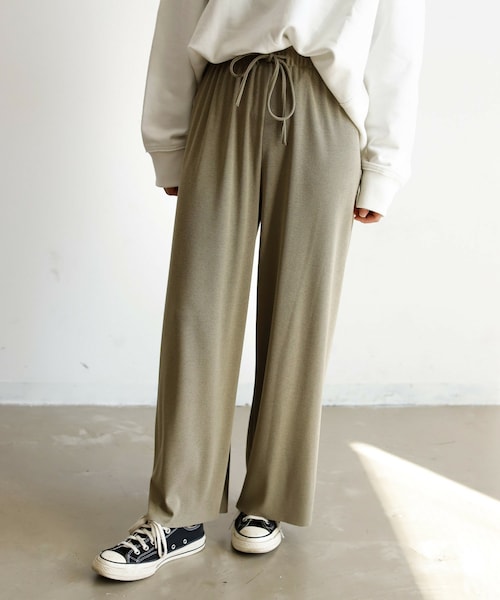 Auntie Rosa Holiday（アンティローザホリデー）の「リブカットリラックスパンツ（その他パンツ・レディース・ブラック/グレー/ブラウン/ベージュ/ホワイト/グリーン・FREE）」の6枚目の写真