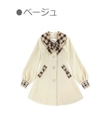 Bobon21 | チェック柄ドーリーワンピースコート-全２色-(ダッフルコート)