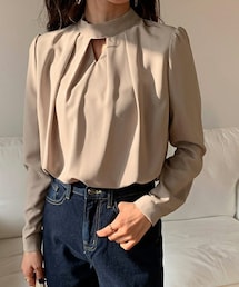 DHOLIC | タックスリットネックブラウス(シャツ/ブラウス)